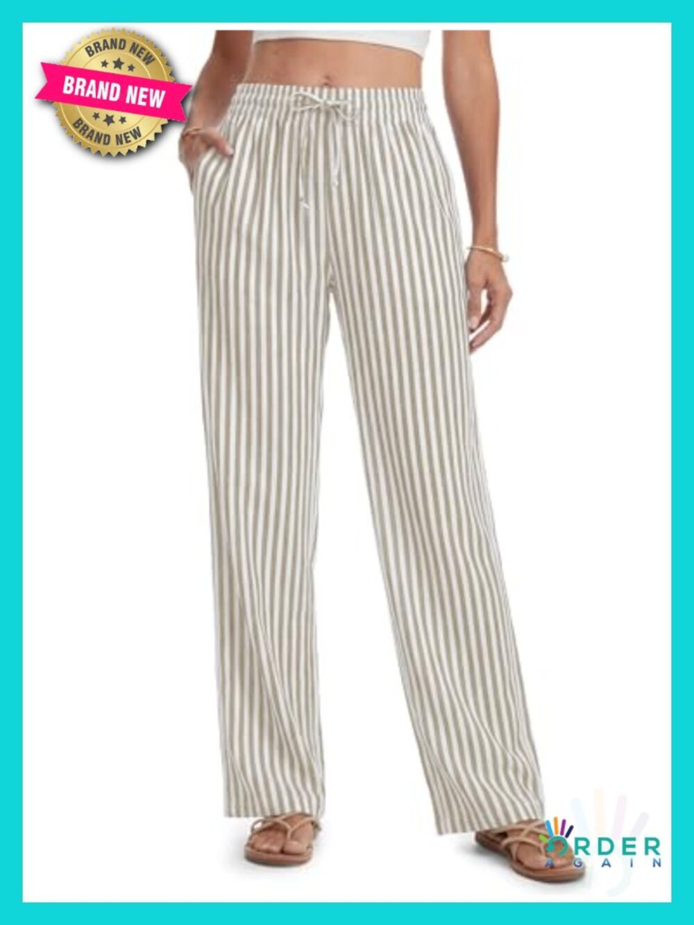 Wide Leg Elastic Waist Linen Blend Pants - 3 Inseam Lengths